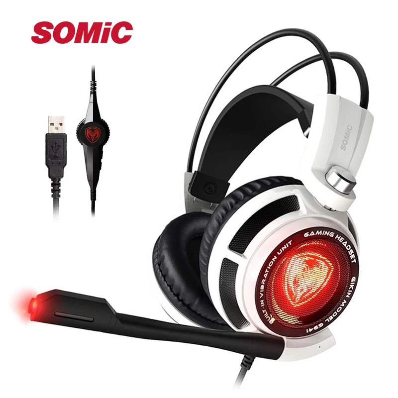 

Somic G941 7.1 Sound Vibration Gaming Headset Stereo Bass Noise Cancelling Headphones with Mic LED Light USB Plug for PC Games