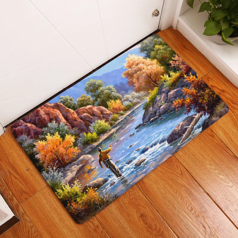 

Cartoon Landscape Kitchen Mat Anti-slip Modern Area Rugs Living Room Balcony Bathroom Printed Carpet Doormat Hallway Bath Mat