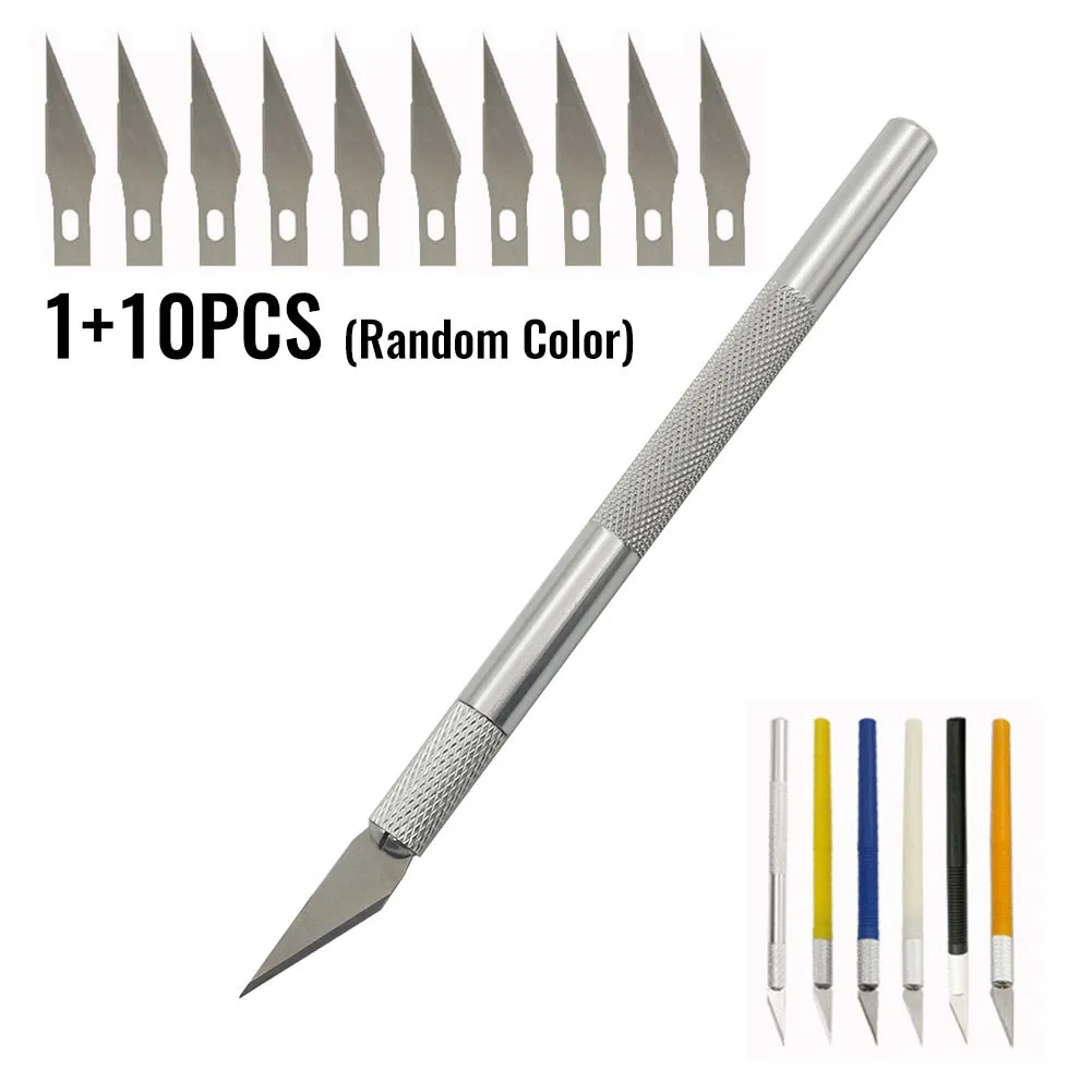 

Cutter Blade Cutter Non-slip Handle Arts Craft Cutting Tool Wood Paper 10 Blades Textiles Wood Carvings Crafts