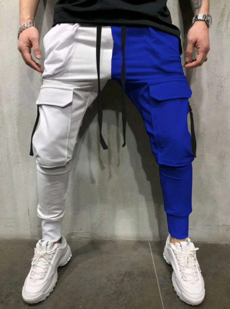

Autumn and winter fashion trend men's casual sports pants color matching casual fitness stitching trousers harem pants