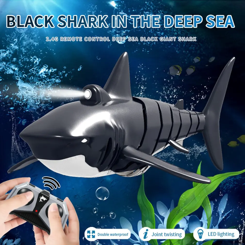 2,4G 4CH RC Черная Акула робот игрушка со светодиодным светильник  водонепроницаемый Имитация Модель электрический животное гоночная лодка  подарки игрушки для детей | AliExpress