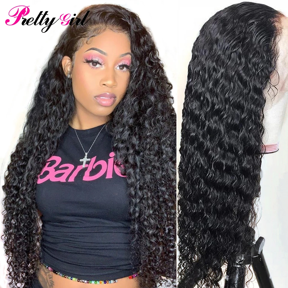 

Pretty Girl 13×4 Deep Wave Lace Frontal Human Hair Wigs Indian Remy 4×4 Closure Hair Wigs For Black Women Pre Plucked Hairline