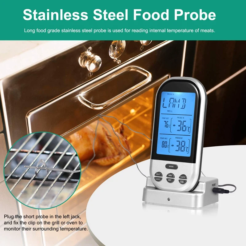 Термометр для мяса беспроводной термометр с двойным зондом |