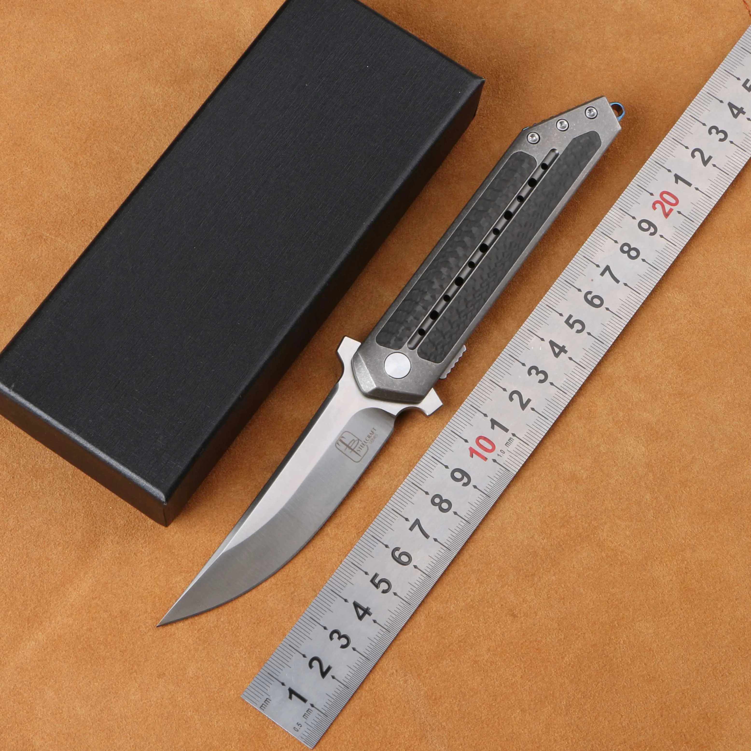 Складной нож LOVOCOO S35VN blade CF + титановая ручка Карманный Походный для выживания