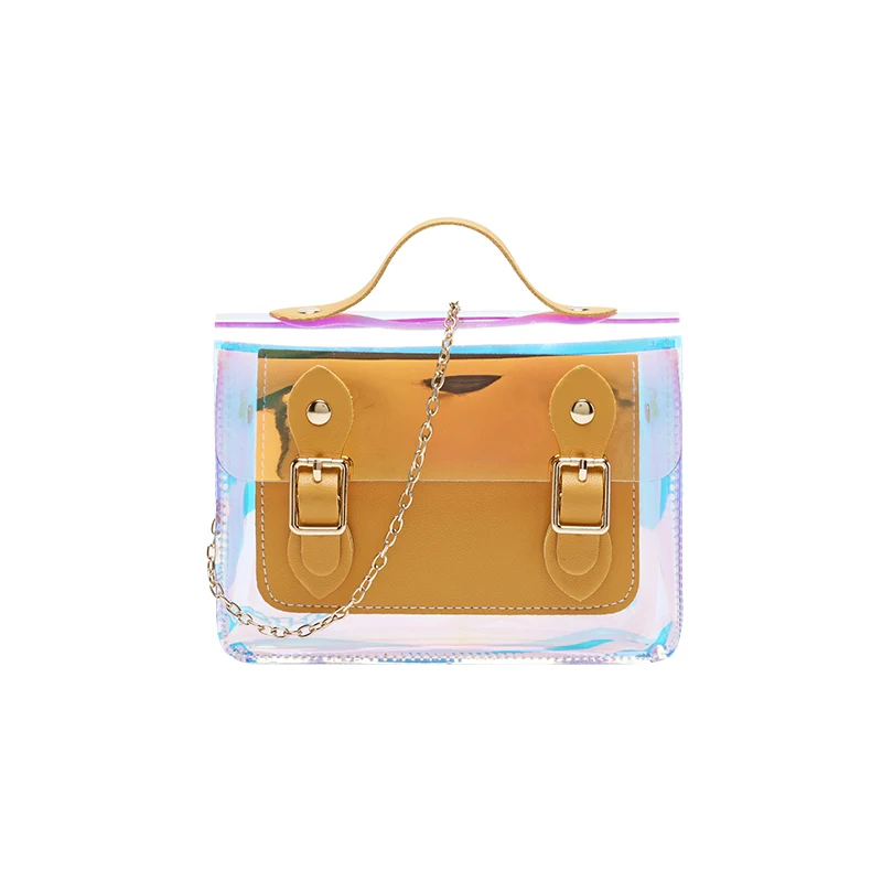

2021 New Arrivals Women Shiny Leather Crossbody Bag Purse Fashion Holographic Small Square Bag Messenger Bag with Chain Strap