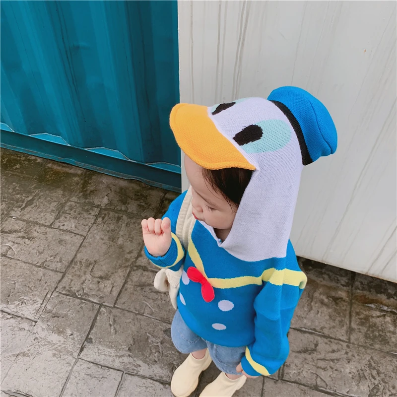 Вязаный свитер с рисунком утки для маленьких девочек кардиган мальчиков детская