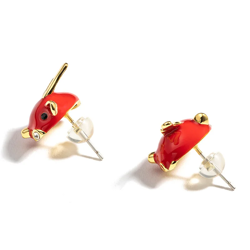 

Red Little Flying Pig Earrings Fashion Korean Earrings Personality Creative Enamel Animal Three-dimensional Non-pierced Ear Clip