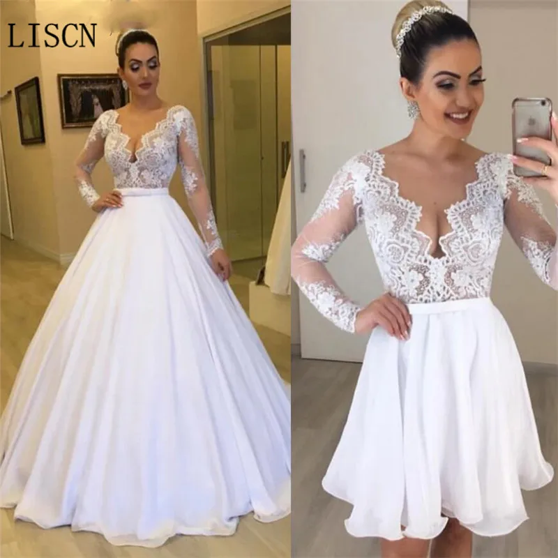 Кружевное белое свадебное платье принцессы 2 предмета ТРАПЕЦИЕВИДНОЕ