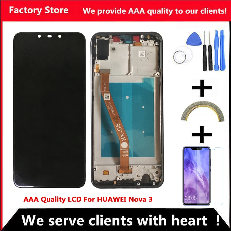 10 сенсорный ЖК дисплей качества AAA для Huawei Nova 3 с рамкой экран дисплея телефон