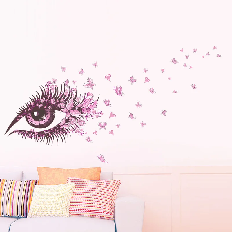45*60 см розовые бабочки глаз Красивые стикеры на обои для детской комнаты