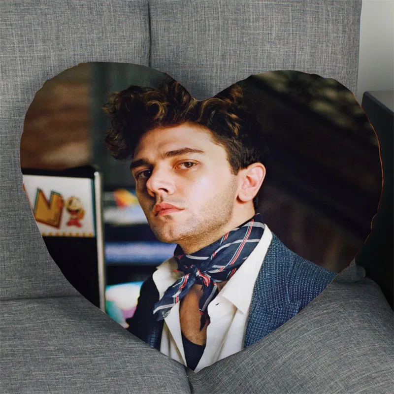 

Xavier Dolan Actor Pillow Cover Home Office Wedding Decorative Pillowcase Heart Shaped Zipper Pillow Case Satin Fabric Best Gift
