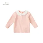 DBZ17542 нижнее белье в стиле бренда dave bellaвесна, сказочное Детское Платье милое платье с вышивкой на кнопках для малышей, футболка для детей, топы для девочек, детская мода, футболки