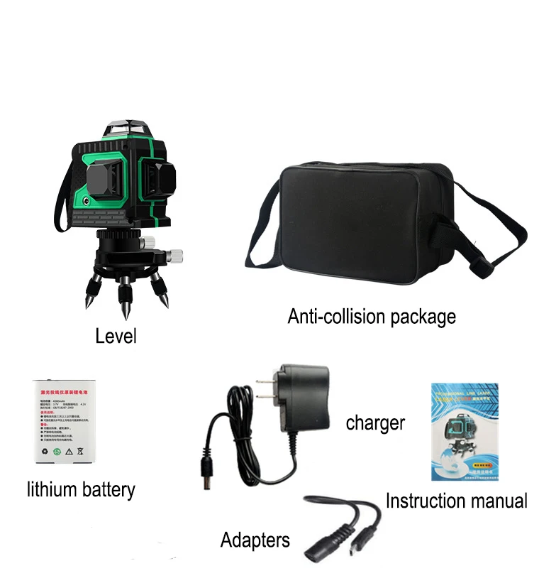 12 линий 3D лазерный уровень зеленый и красный луч самонивелирующийся 180 ° Slash 360