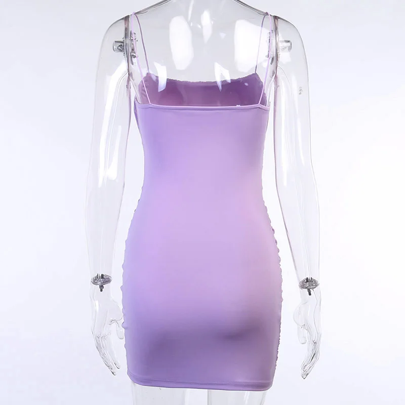 

Sexy Sleeveless Backless Draped Spaghetti Straps Mini Dress 2021 Summer Women Dresses Solid Slim Skinny Fashion Outfits