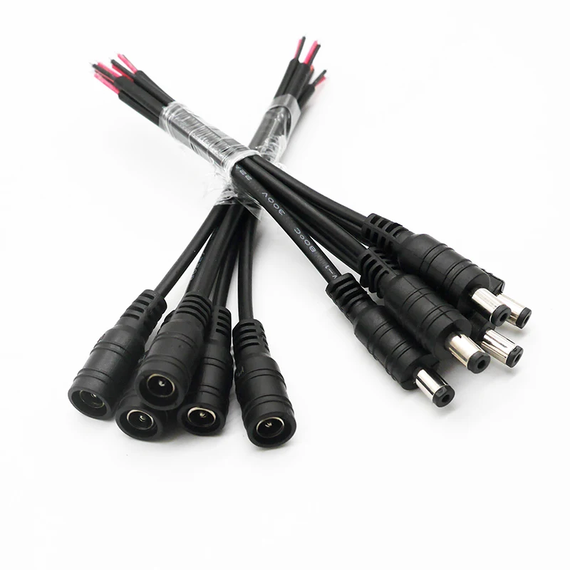 10pcs/pack 5.5x2.1 female/male DC Connector Plug Cable Wire use For 3528 5050 CCTV Camera LED Strip Light