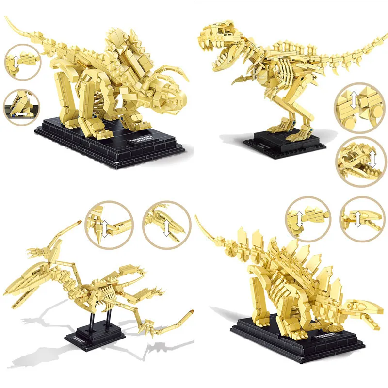 

Dinosaur Park Pterodactyl Skeleton Model Building Blocks Jurassic Dinosaur World Creator Animals Bricks Kids Toys Gift