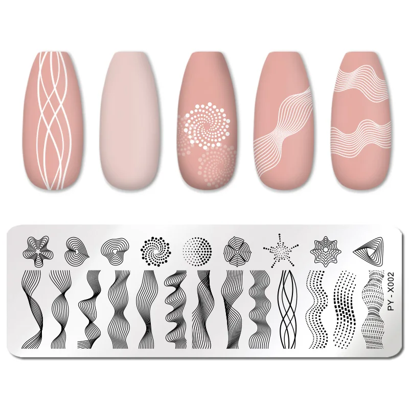 PICT вы ногтей пластины для стемпинга Геометрические линии DIY Image Plate трафарет