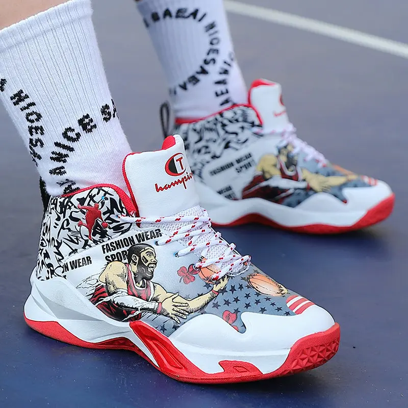 

New Fashion Printing Boys Basketball Shoes Unisex High Top Basket Sneakers Children Outdoor Sports Shoes Kids zapatillas nio
