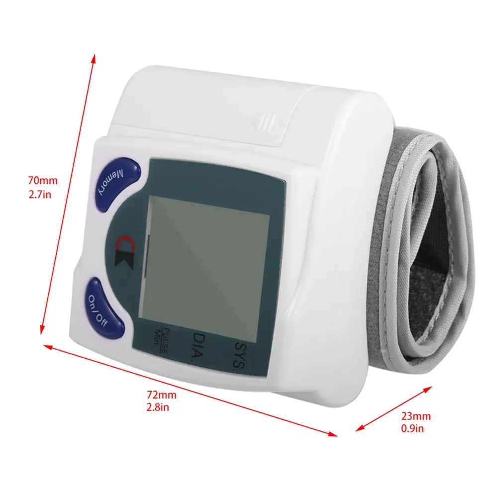 

Digital LCD Wrist Blood Pressure Monitor Intelligent Tonometer Sphygmomanometers Heart Beat Rate Pulse Meter Measuring Tools