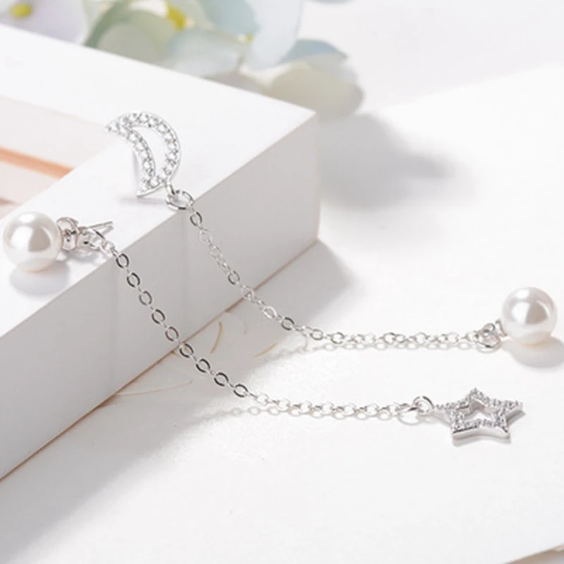 

Fashion Star And Moon Long Ear Line Drop Earrings For Women Leaf Eardrop Design Earrings Wedding Jewelry Party Gift