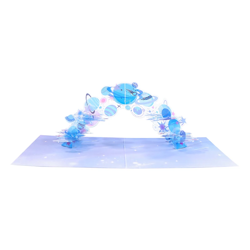 

3D Blue Crystal Cake Card Pop Up Greeting Card for Holiday Christmas Thanksgiving Day Card Wedding Birthday for kids