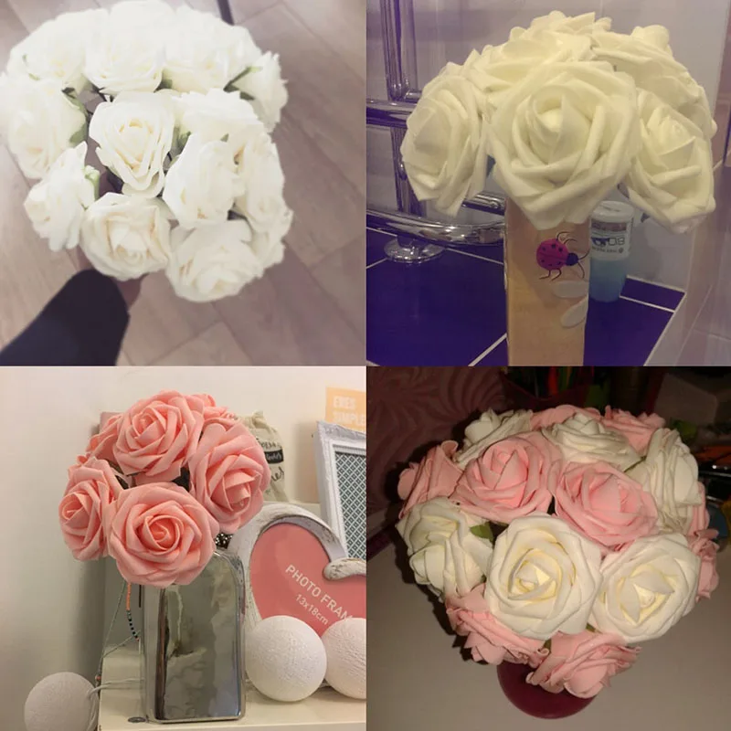 

Simulation Pe Rose Flower Bubble Fake Flower Head Wedding Candy Box Cartoon Flower DIY