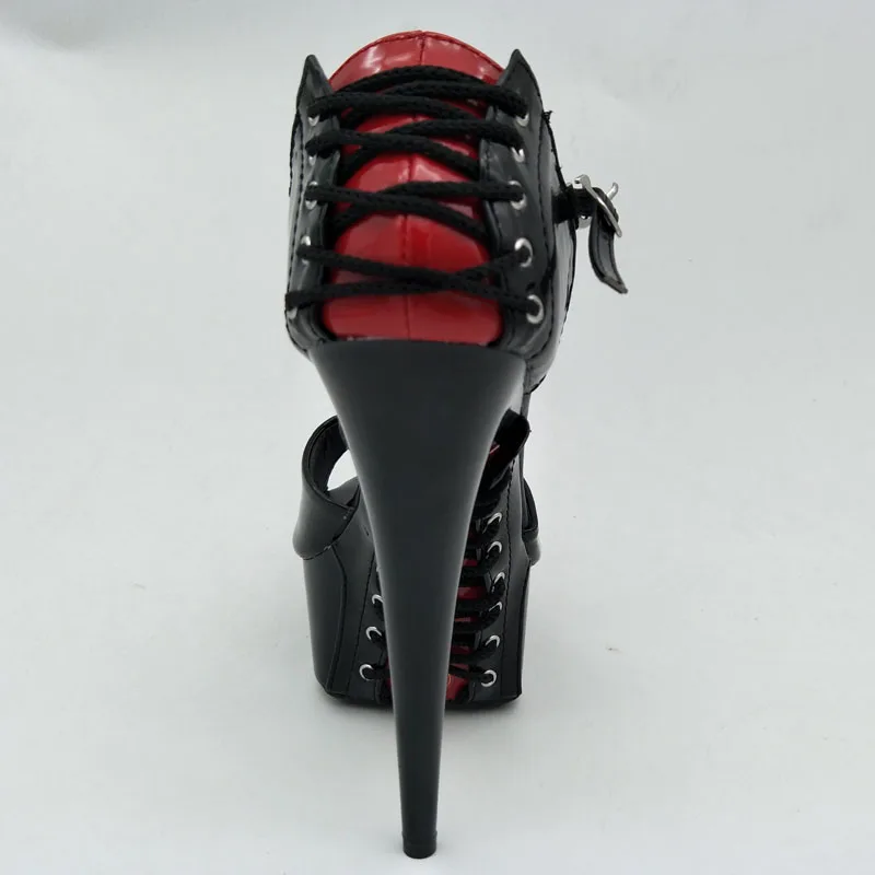 

LAIJIANJINXIA New Spike Heels Women Sandals Shoes Patent Leather Peep Toe Buckle Strap Ladies Party Shoes Platform High Heels