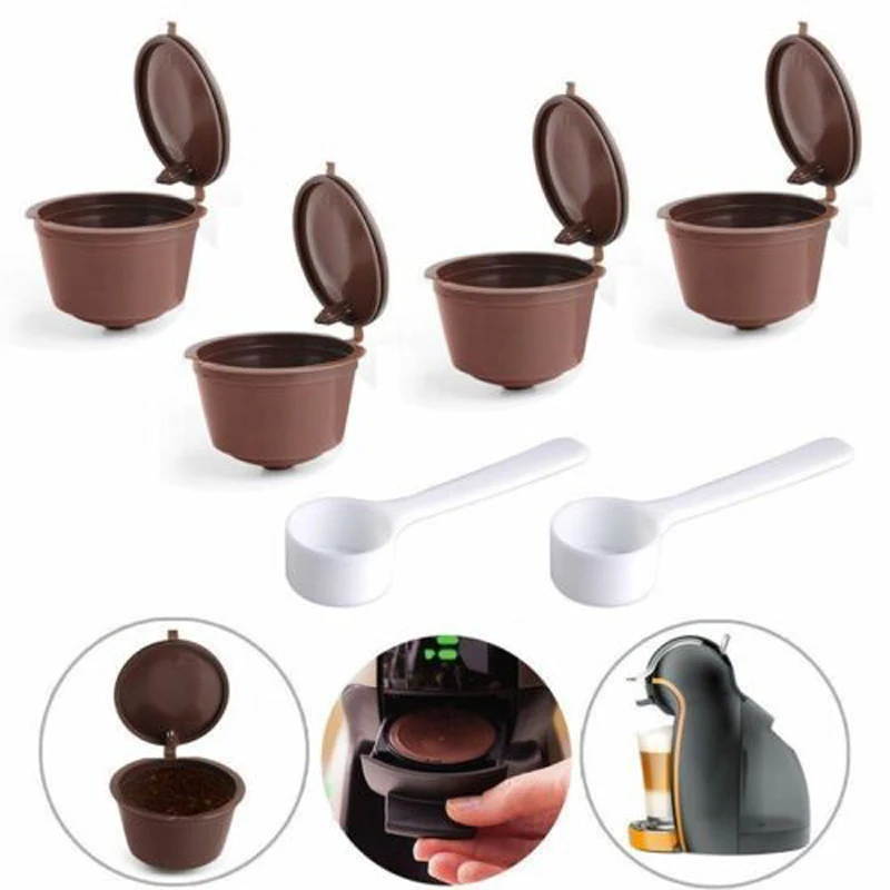 Reusable Coffee Capsule For DOLCE GUSTO Machine Hot Chocolate Filter Set Refillable +Spoon Kitchen Accessories | Дом и сад
