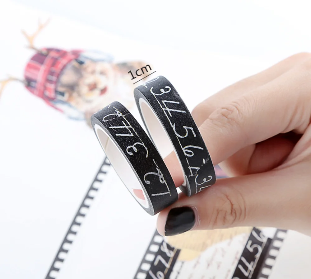 1 мм * 7 м милый черный номер Васи маскирующая лента канцелярские Diy Скрапбукинг