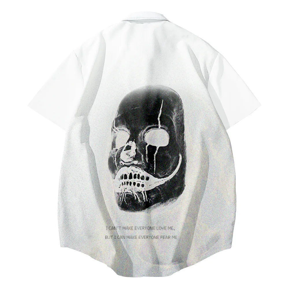 

Рубашка в готическом стиле для мужчин и женщин, оригинальный кардиган с коротким рукавом и принтом в стиле Харадзюку, Повседневная блузка, п...