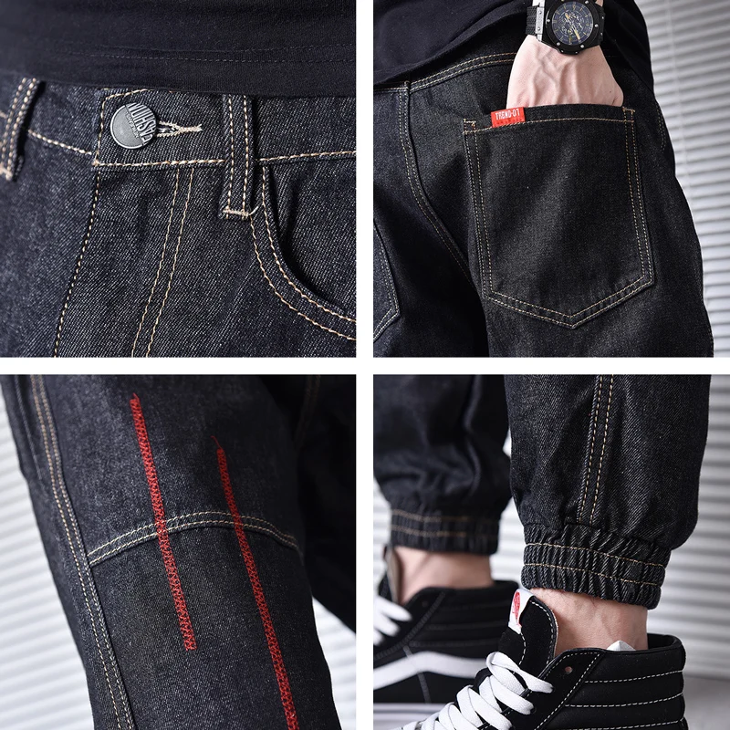 

Fashion Streetwear Men Jeans Loose Fit Vintage Denim Cargo Pants Embroidery Designer Japanese Style Hip Hop Jeans Men Joggers