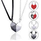 2 шт. магнитные ожерелья для влюбленных, подвеска в форме сердца, Очаровательное ожерелье с гранями, женский подарок на день Святого Валентина