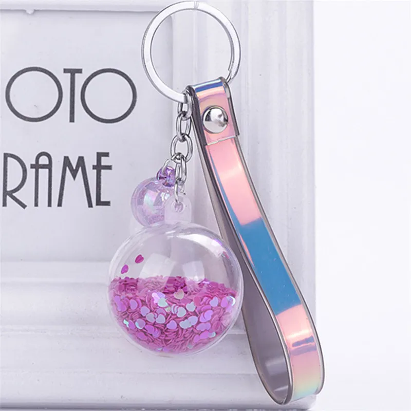 Творческий брелок круглый шар флэш жидкость Искусственная кожа Подвеска для