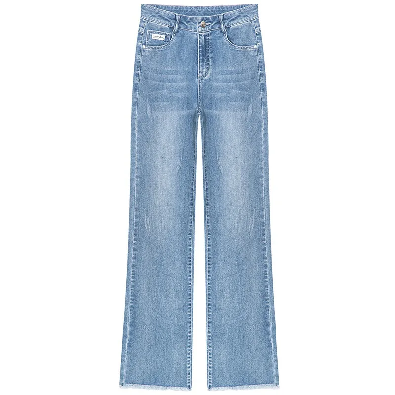 

High Waist Slim Denim Wide-leg Pants Women 2021 New Thin Section Drape Long Straight Mopping Trousers Women Jeans