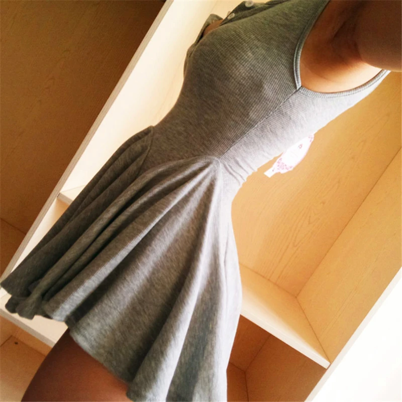 

Cute Girls Women Dress Summer Beach Mini Dress Female Low Cut Sexy Dress Knitwear Fashion Pleated Ballet Dress Vestidos