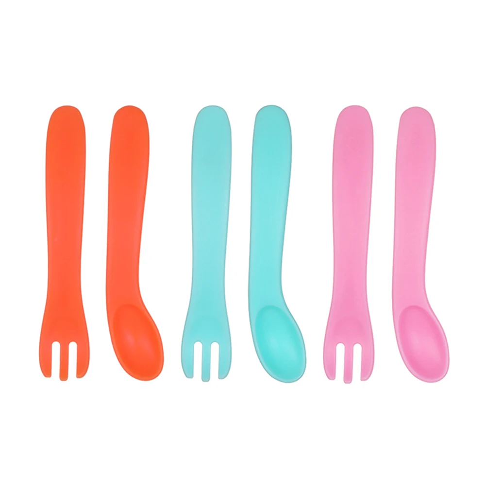 

Набор детской посуды из 2 предметов: ложка, вилка, милая мультяшная детская портативная Нескользящая посуда