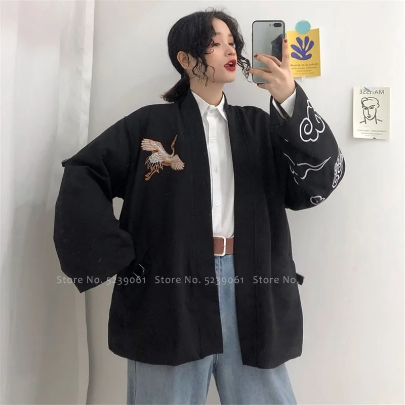 Модное кимоно Harajuku уличная кардиган в японском стиле Одежда юката платье для