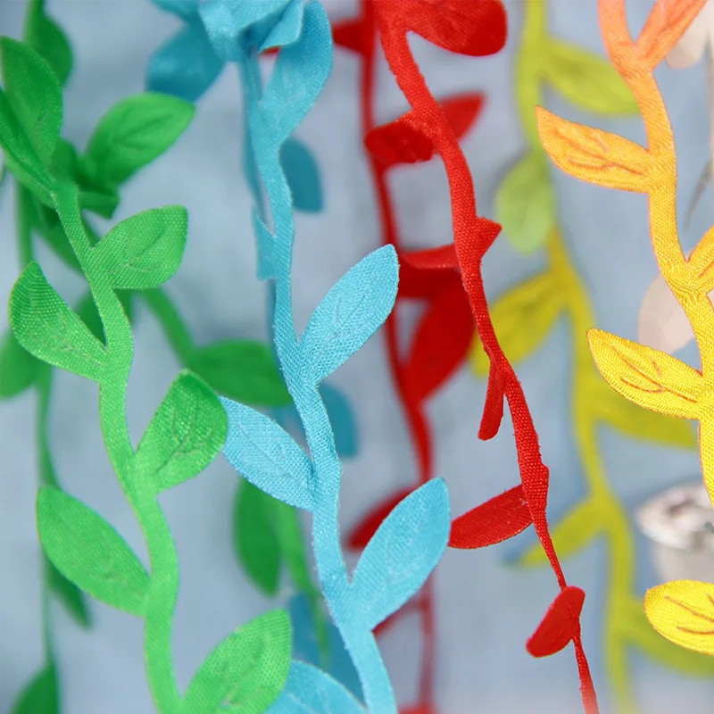 

10M Leaf Shaped Ribbon Artificial Green Leaves Ivy Vine Ribbon Roll For Scrapbooking DIY Craft Supplies Wedding Decoration