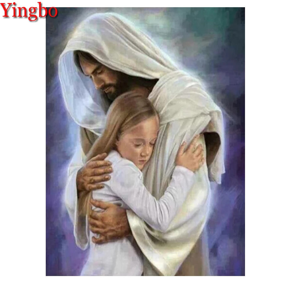 Камни в форме ромба/круглый дрель алмазного живопись Иисус дети вышивки крестом