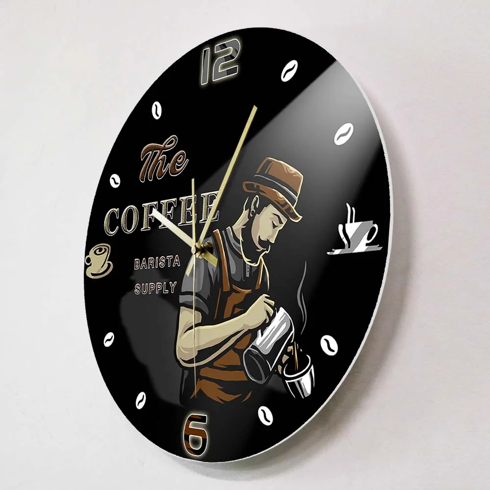 Professional Barista Coffee Beans Modern Wall Clock For Home Bar Kitchen Dinning Room Art Décor Shop Clcok Café Maker | Дом и сад