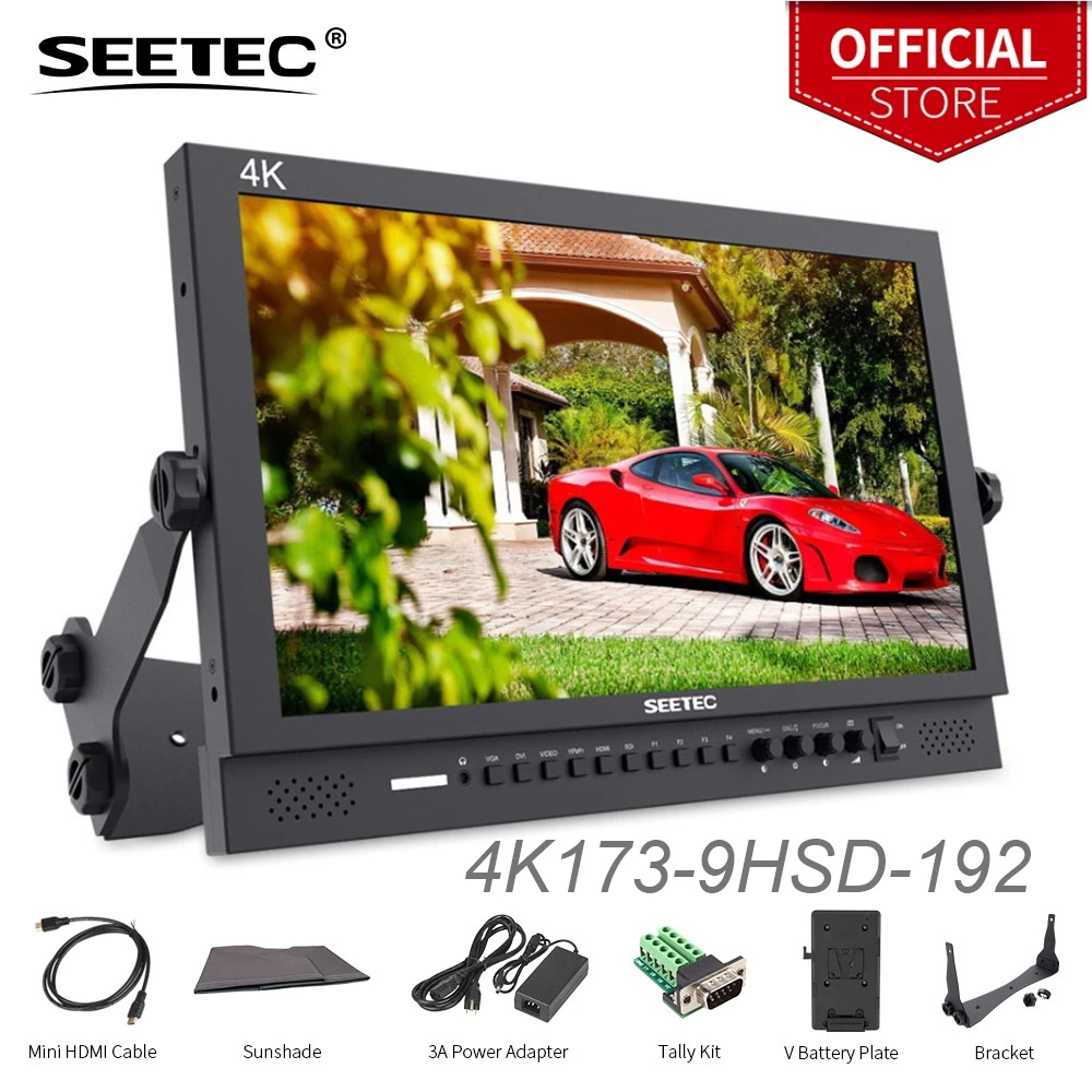 Монитор вещания Seetec 17,3 дюйма IPS алюминиевый дизайн 1920x1080 4K с 3G-SDI HDMI AV YPbPr 4K173-9HSD-192 (оригинальная фотография)