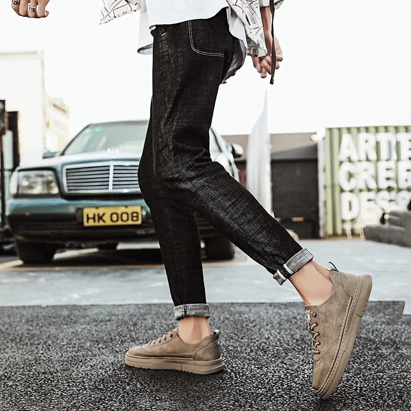 

Fashion Men Casual Shoes Leather Sneakers outdoor breathable Men Flats Shoes Zapatos De Hombre Black Zapatillas