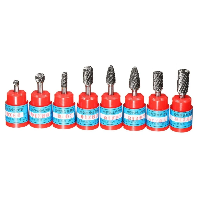 

8pcs 6mm Shank Tungsten Carbide Carving Burrs Bit Double Cutter File Die Drill