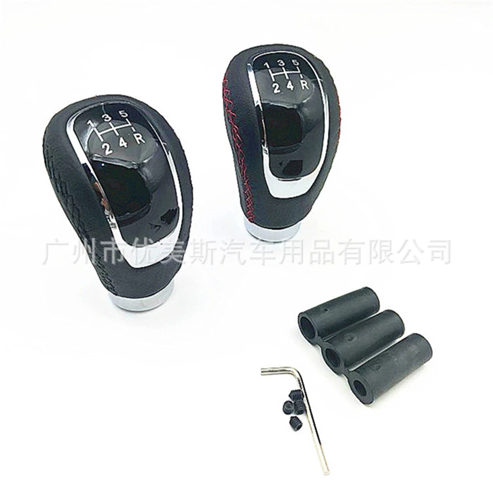 

Универсальный 5-скоростной Алюминиевый автомобильный кожаный ручной рычаг переключения передач, ручка переключения передач MT AT Red Line, рычаг...