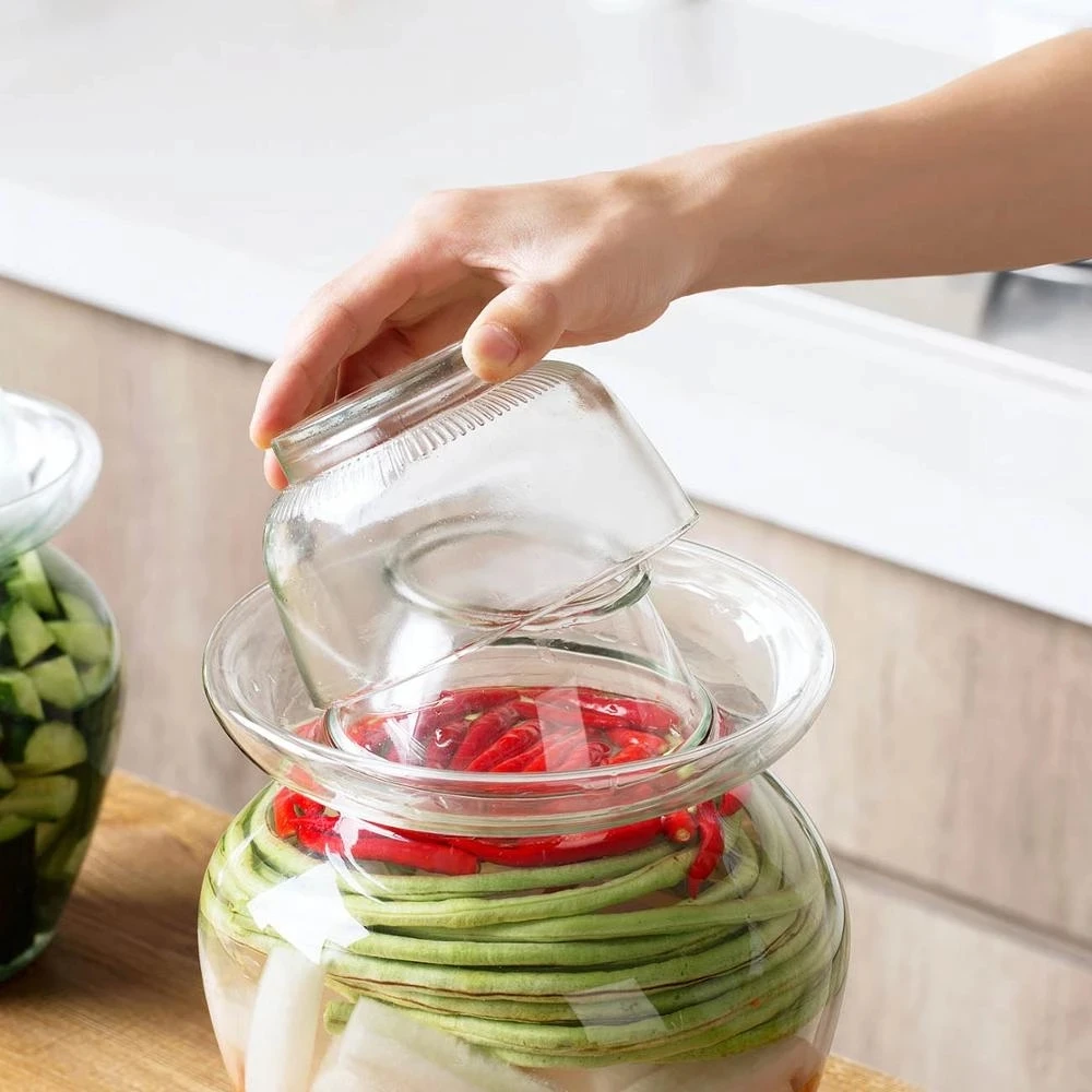 

2.5/10KG kimchi jar Korea Glass thick Container kitchen pickle jar Kitchen Pickled Cans Household Food Seal Storage Jar Pickles