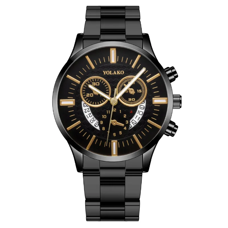 

Luxury Male Gold Wrist Watch Fashion two-eye Stainless Steel Quartz Watch Saat Erkek Men's Wristwatch Clock Dropshipping Gift