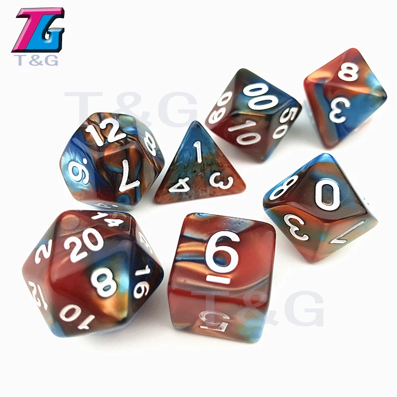 T & G 7 шт./компл. RPG DnD настольная игра Dnd двухцветная специальная игральная кость