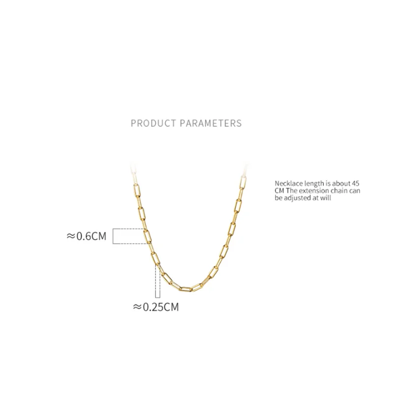 

A00976 925 Silver Punk Simple Cuban Link Chain Charm Necklace for Women 925 Sterling Silver 40cm/45cm Length Jewelry