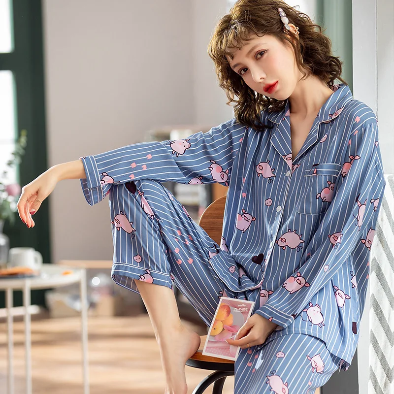 2020 Женская одежда для весны и лета пижамные комплекты сна милая Пижама Женский