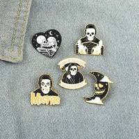punk jewlery gothic skull moon enamel lapel pins green environment cute brooches badges fashion pin gifts for women men friends
